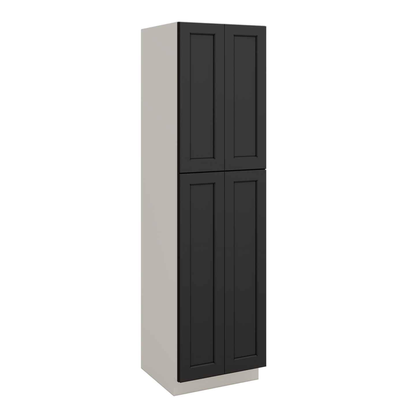 90" Tall Pantry 15HNS Hermosa Noir Black Shaker 1-1/4" Overlay Cabinet 18", 24" & 30" Wide