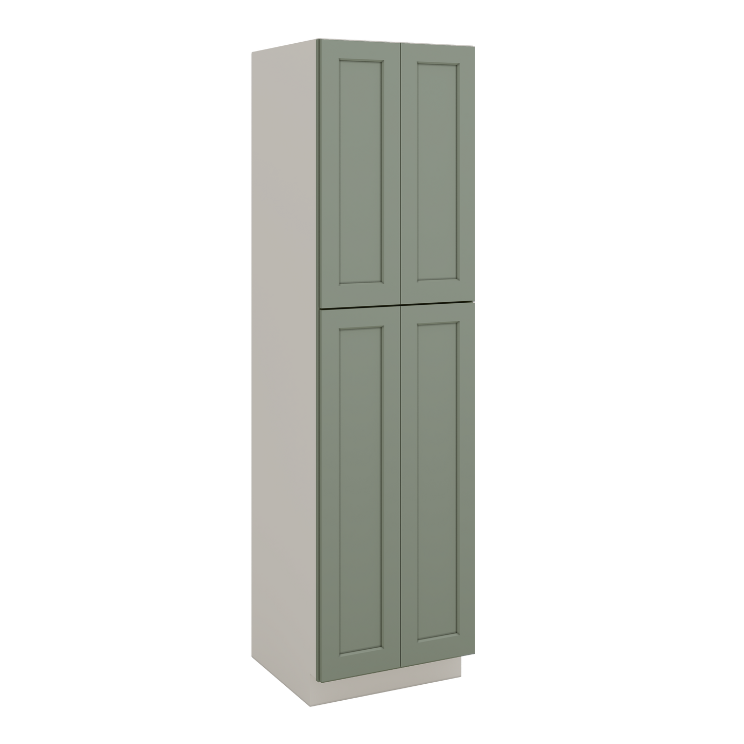 90" Tall Pantry Green Shaker 1-1/4" Overlay Cabinet 18", 24" & 30" Wide
