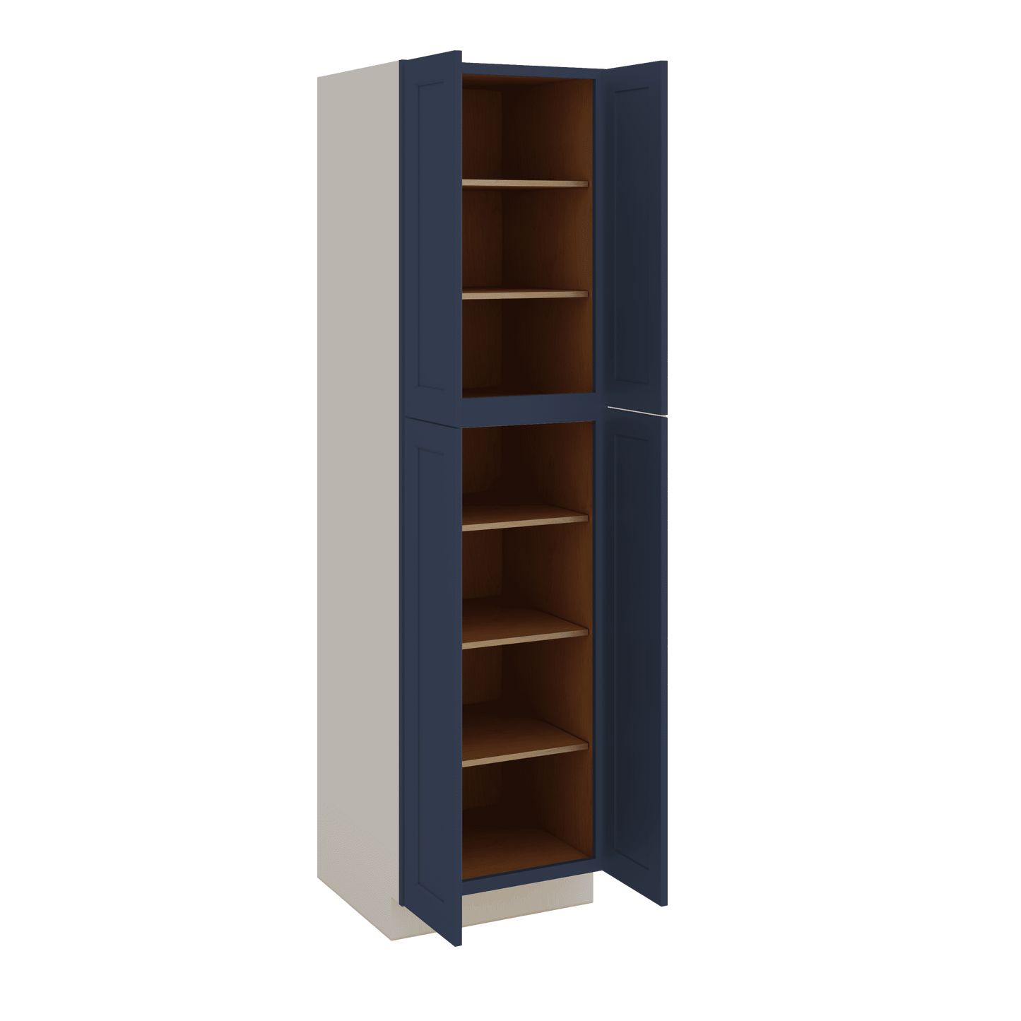 90" Tall Pantry NB29- Naval Blue Shaker 1-1/4" Overlay Cabinet 18", 24" & 30" Wide