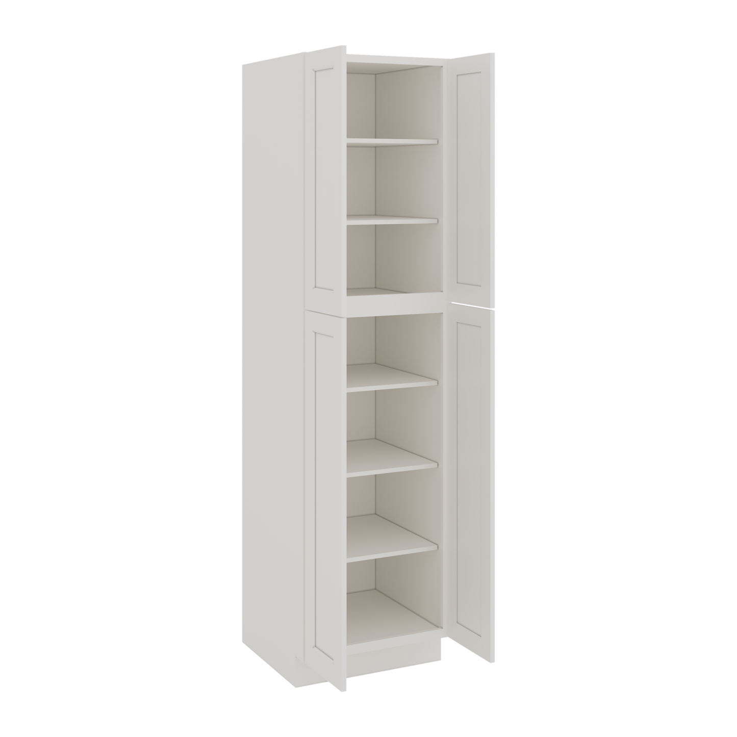 90" Tall Pantry 2WS White Shaker 1-1/4" Overlay Cabinet 18", 24" & 30" Wide