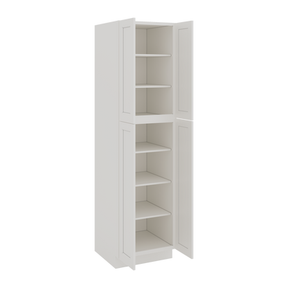 90" Tall Pantry 2WS White Shaker 1-1/4" Overlay Cabinet 18", 24" & 30" Wide