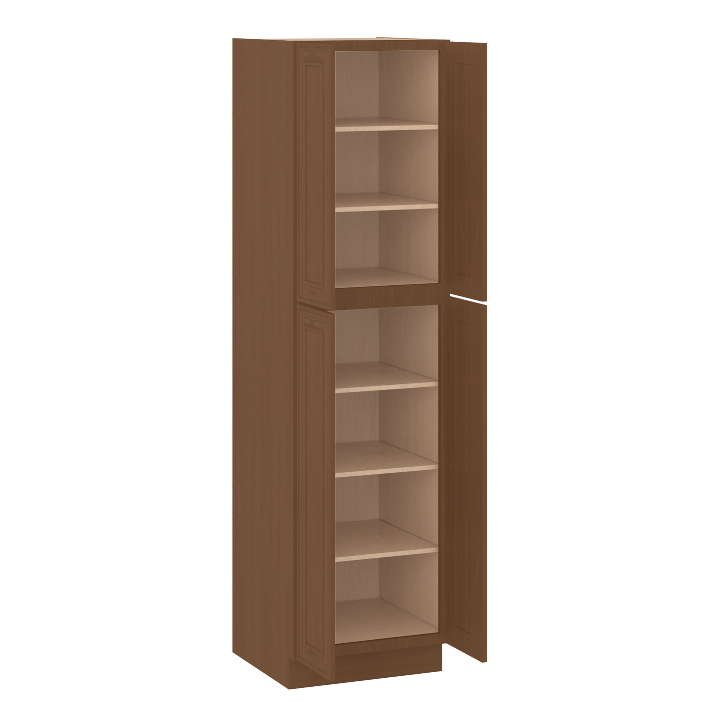 90" Tall Pantry 18", 24", 30" & 36" Wide Elegant Craftsman Mocha Shaker 1-1/4" Overlay Cabinet