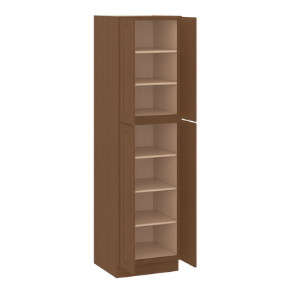 90" Tall Pantry 18", 24", 30" & 36" Wide Elegant Craftsman Mocha Shaker 1-1/4" Overlay Cabinet