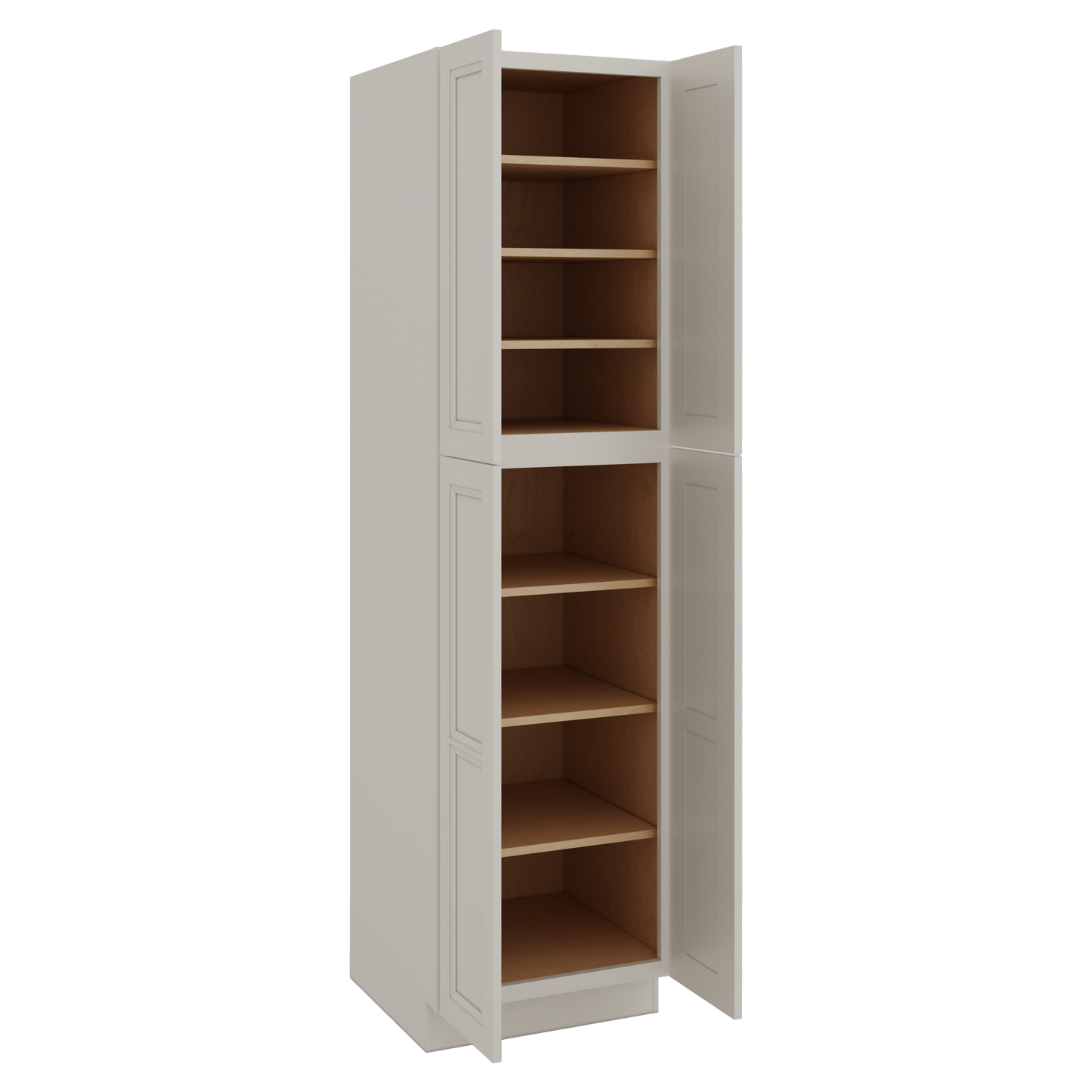 90" Tall Pantry 27LGDS Laguna Gray Double Shaker Cabinet 18", 24" & 30" Wide