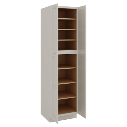 90" Tall Pantry 27LGDS Laguna Gray Double Shaker Cabinet 18", 24" & 30" Wide