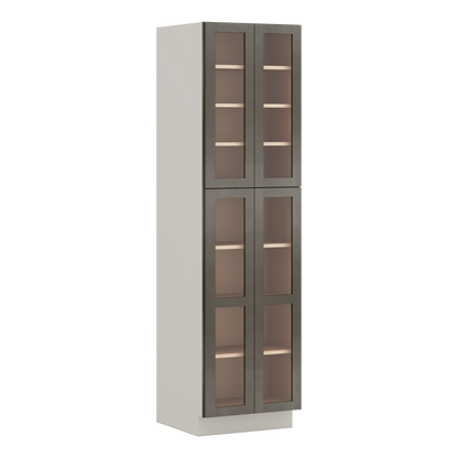 90" Tall Pantry Huntington Cinder Double Shaker Glass Ready Wall Cabinet 18", 24" & 30" Wide