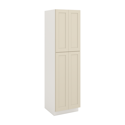 90" Tall Pantry Manhattan Cream Shaker 1-1/4" Overlay Cabinet 18", 24" & 30" Wide