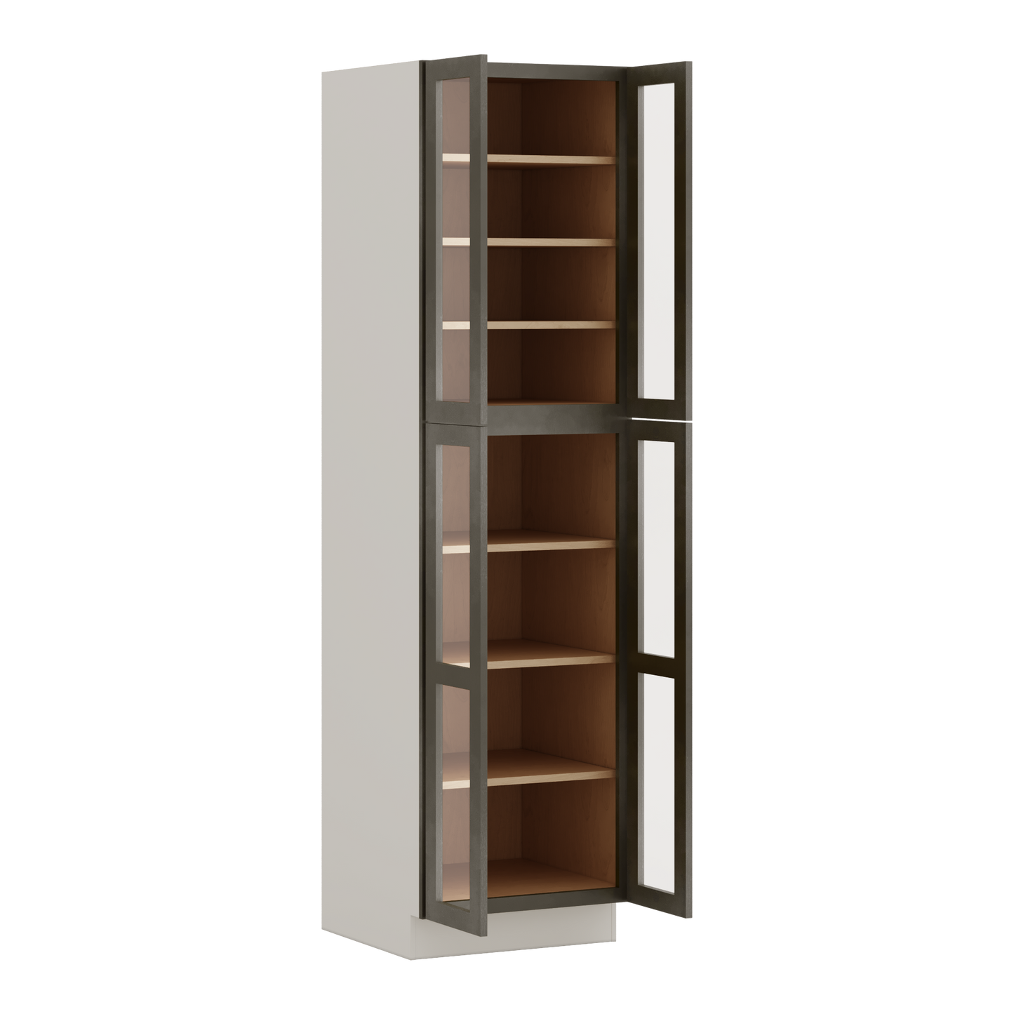 90" Tall Pantry Huntington Cinder Double Shaker Glass Ready Wall Cabinet 18", 24" & 30" Wide