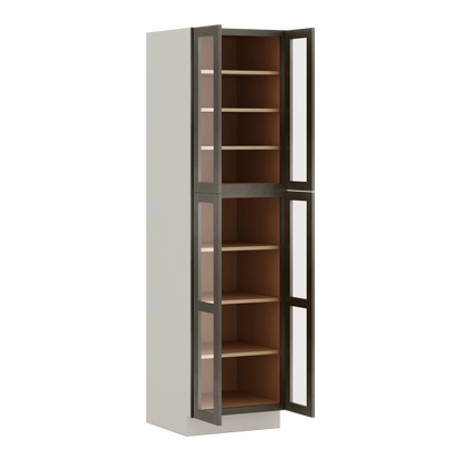 90" Tall Pantry Huntington Cinder Double Shaker Glass Ready Wall Cabinet 18", 24" & 30" Wide