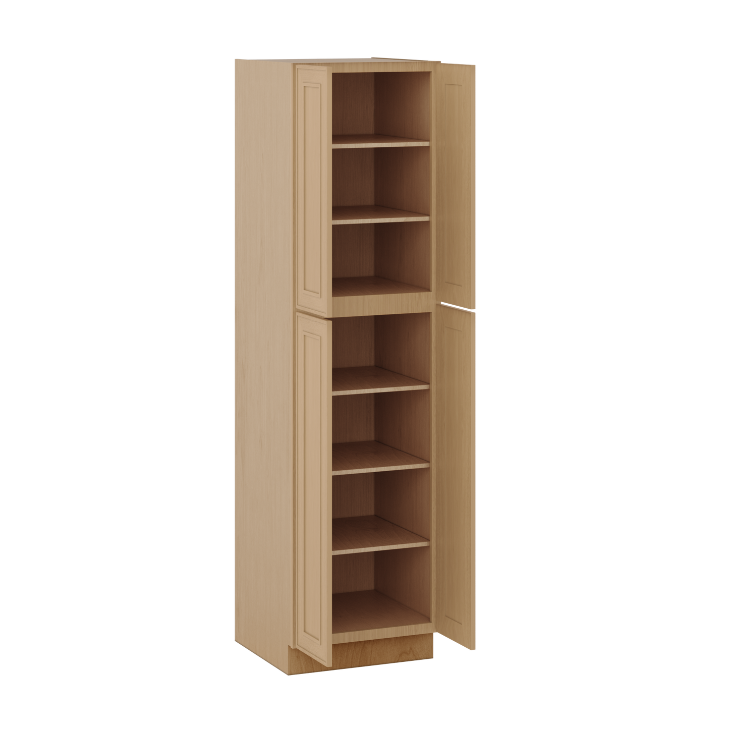 90" Tall Pantry 18", 24", 30" & 36" Wide Elegant Oak Craftsman Shaker 1-1/4" Overlay Cabinet