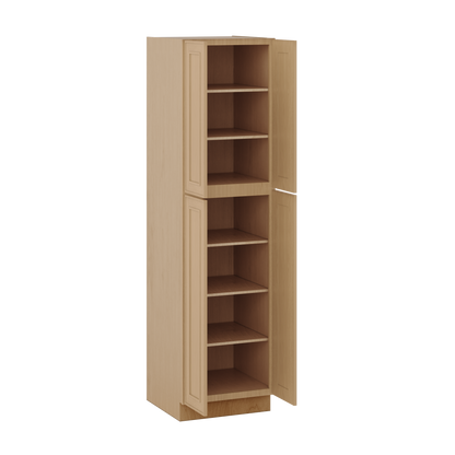90" Tall Pantry 18", 24", 30" & 36" Wide Elegant Oak Craftsman Shaker 1-1/4" Overlay Cabinet