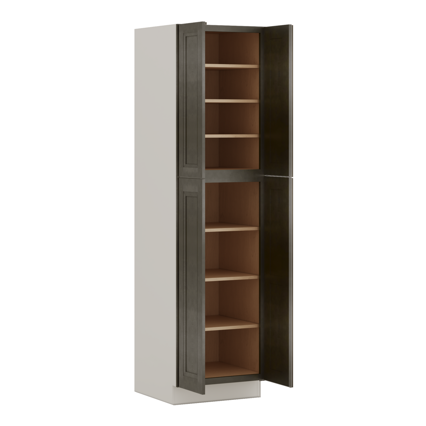 90" Tall Pantry Huntington Cinder Double Shaker Cabinet 18", 24" & 30" Wide
