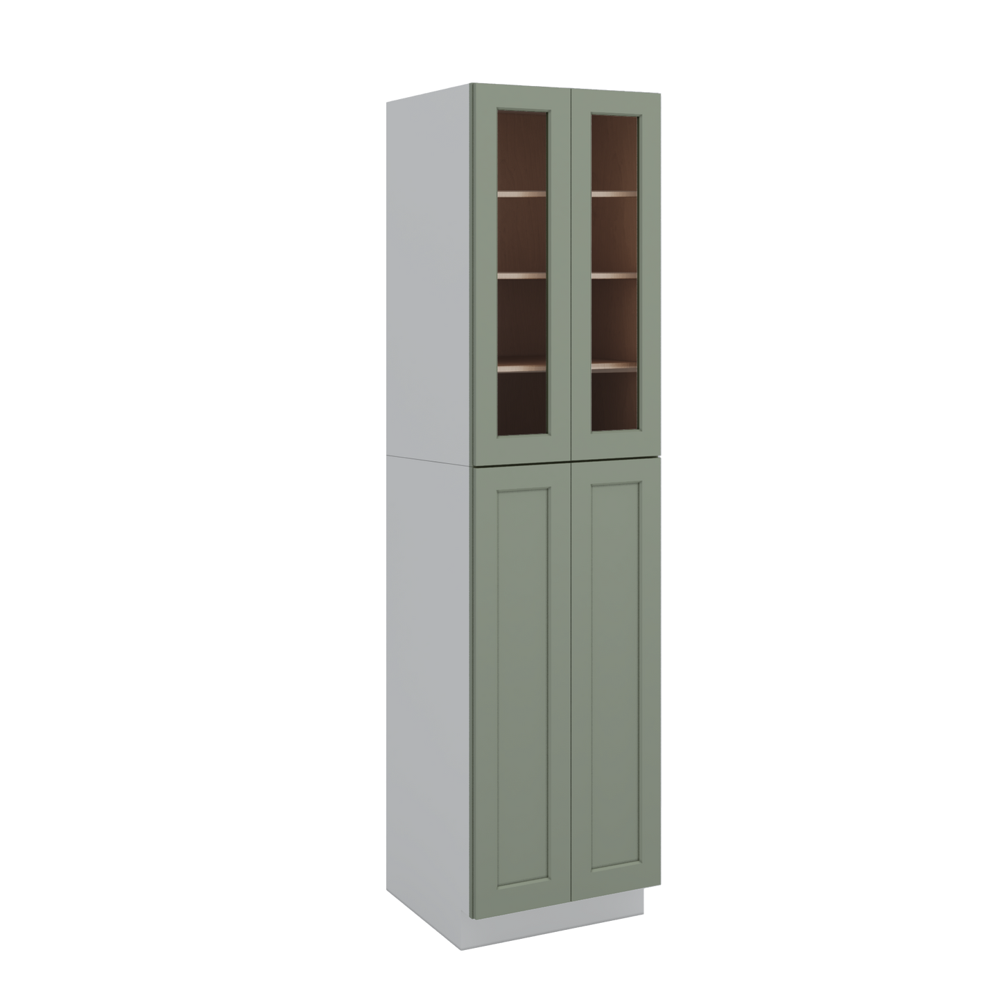 96" Tall Pantry 14SG Sage Green Shaker 1-1/4" Overlay Glass Ready Wall Cabinet 18", 24" & 30" Wide