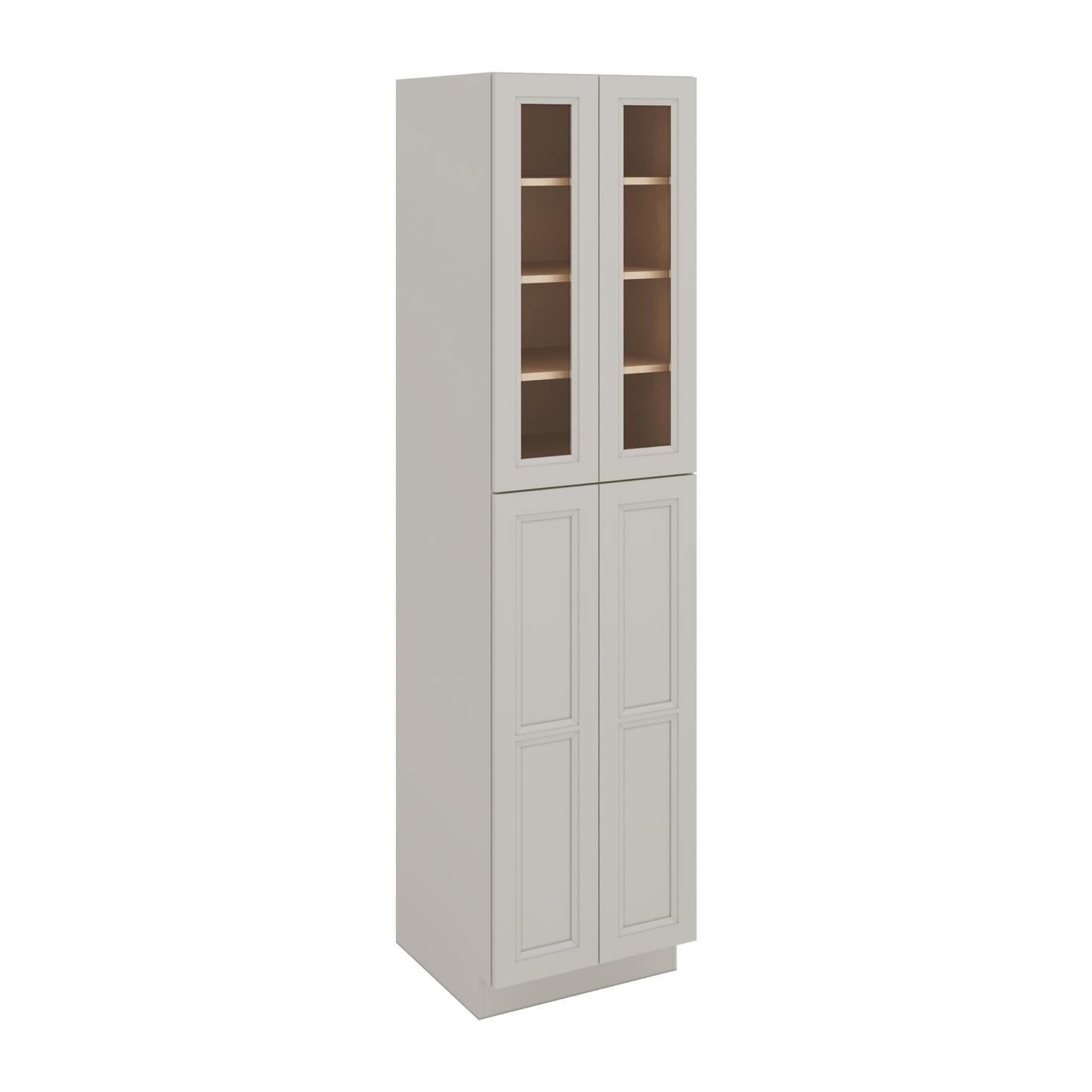 96" Tall Pantry 27LGDS Laguna Gray Double Shaker Glass Ready Cabinet 18", 24" & 30" Wide