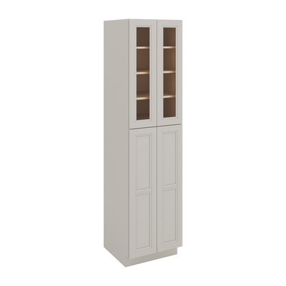 96" Tall Pantry 27LGDS Laguna Gray Double Shaker Glass Ready Cabinet 18", 24" & 30" Wide