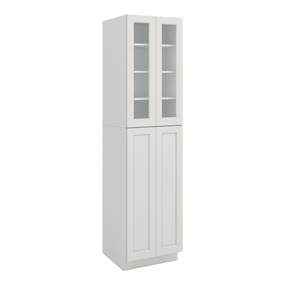 96" Tall Pantry 2WS White Shaker 1-1/4" Overlay Glass Ready Cabinet 18", 24" & 30" Wide