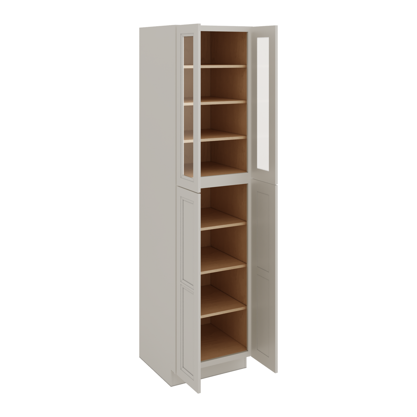 96" Tall Pantry 27LGDS Laguna Gray Double Shaker Glass Ready Cabinet 18", 24" & 30" Wide