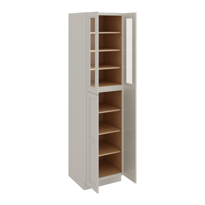 96" Tall Pantry 27LGDS Laguna Gray Double Shaker Glass Ready Cabinet 18", 24" & 30" Wide