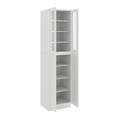 96" Tall Pantry 2WS White Shaker 1-1/4" Overlay Glass Ready Cabinet 18", 24" & 30" Wide