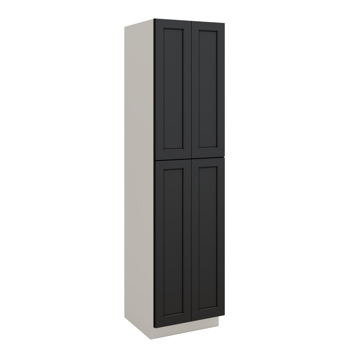 96" Tall Pantry 15HNS Hermosa Noir Black Shaker 1-1/4" Overlay Cabinet 18", 24" & 30" Wide