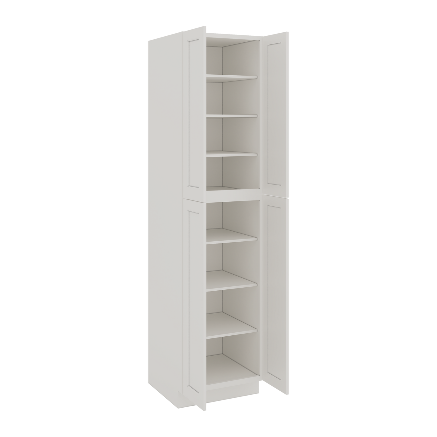 96" Tall Pantry 2WS White Shaker 1-1/4" Overlay Cabinet 18", 24" & 30" Wide