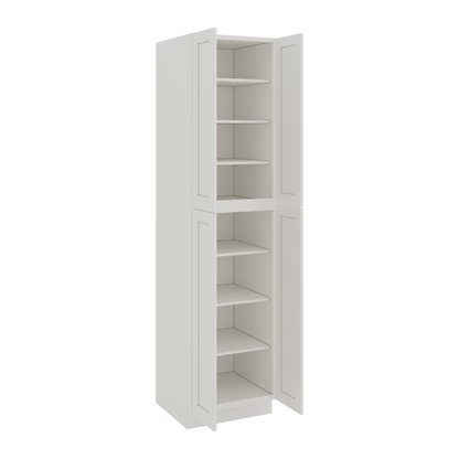 96" Tall Pantry 2WS White Shaker 1-1/4" Overlay Cabinet 18", 24" & 30" Wide