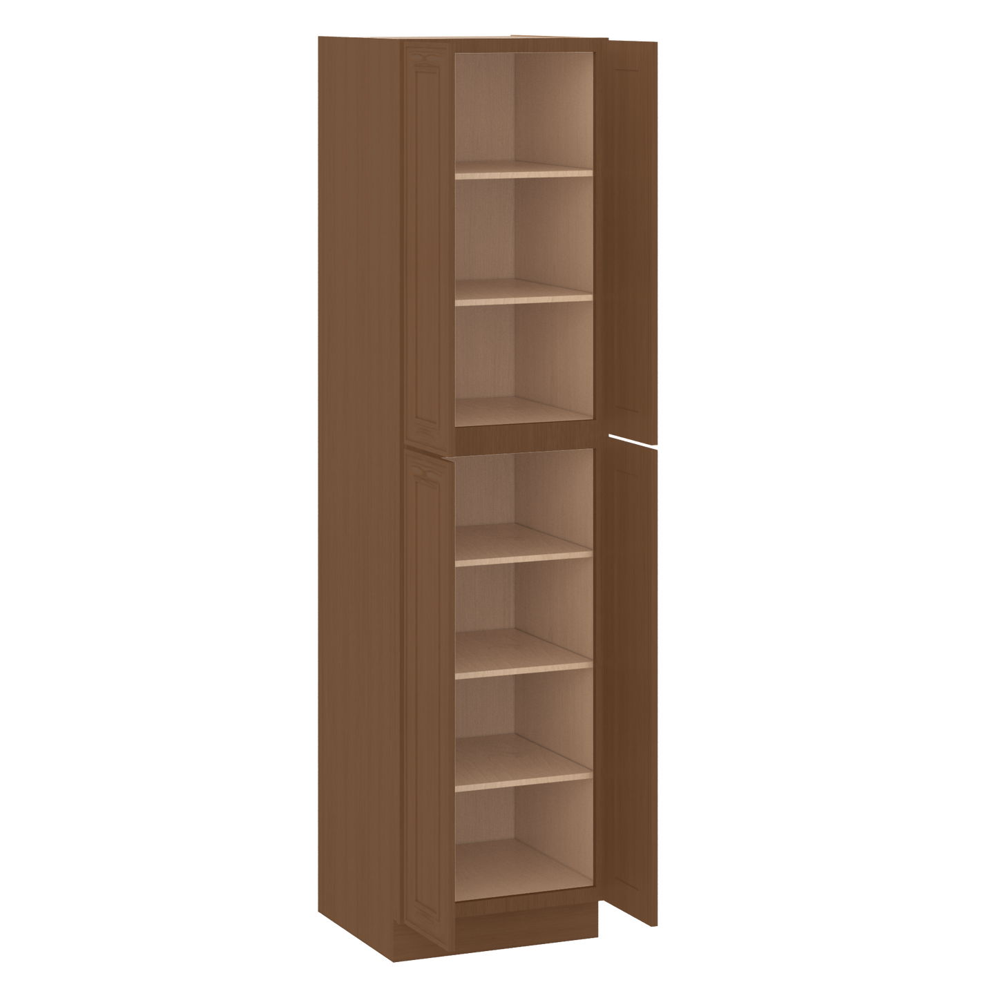 96" Tall Pantry Elegant Craftsman Mocha Shaker 1-1/4" Overlay Cabinet 18", 24" & 30" Wide