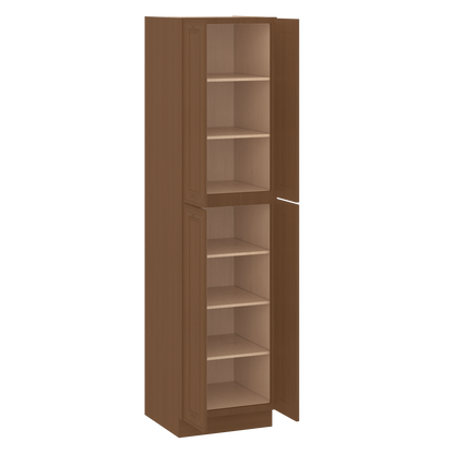 96" Tall Pantry Elegant Craftsman Mocha Shaker 1-1/4" Overlay Cabinet 18", 24" & 30" Wide