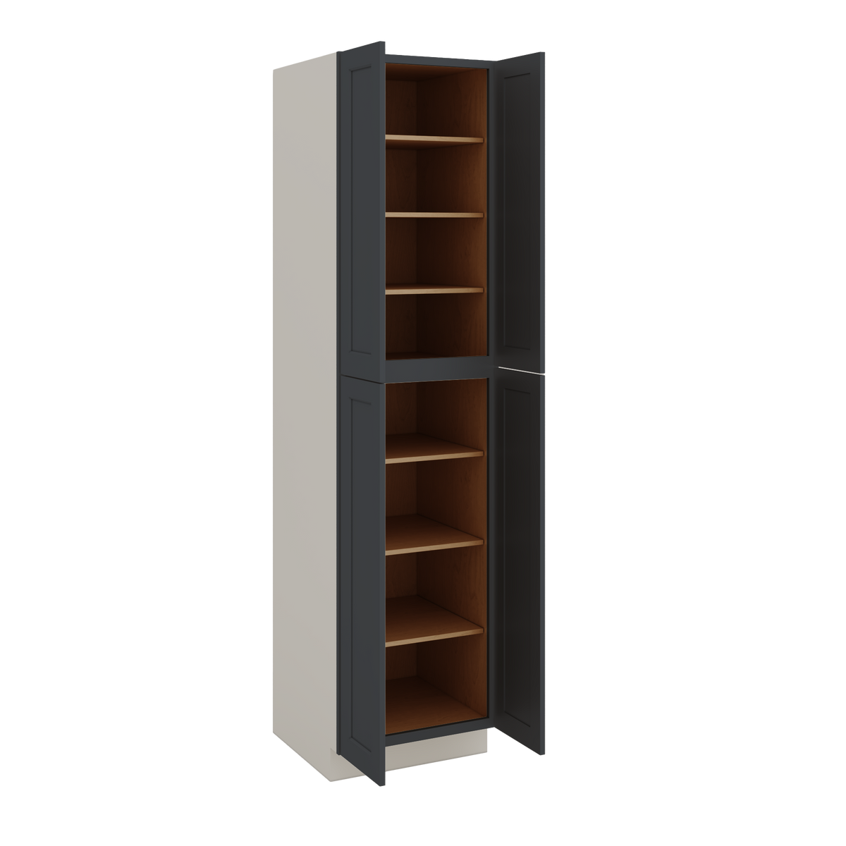 96" Tall Pantry 15HNS Hermosa Noir Black Shaker 1-1/4" Overlay Cabinet 18", 24" & 30" Wide