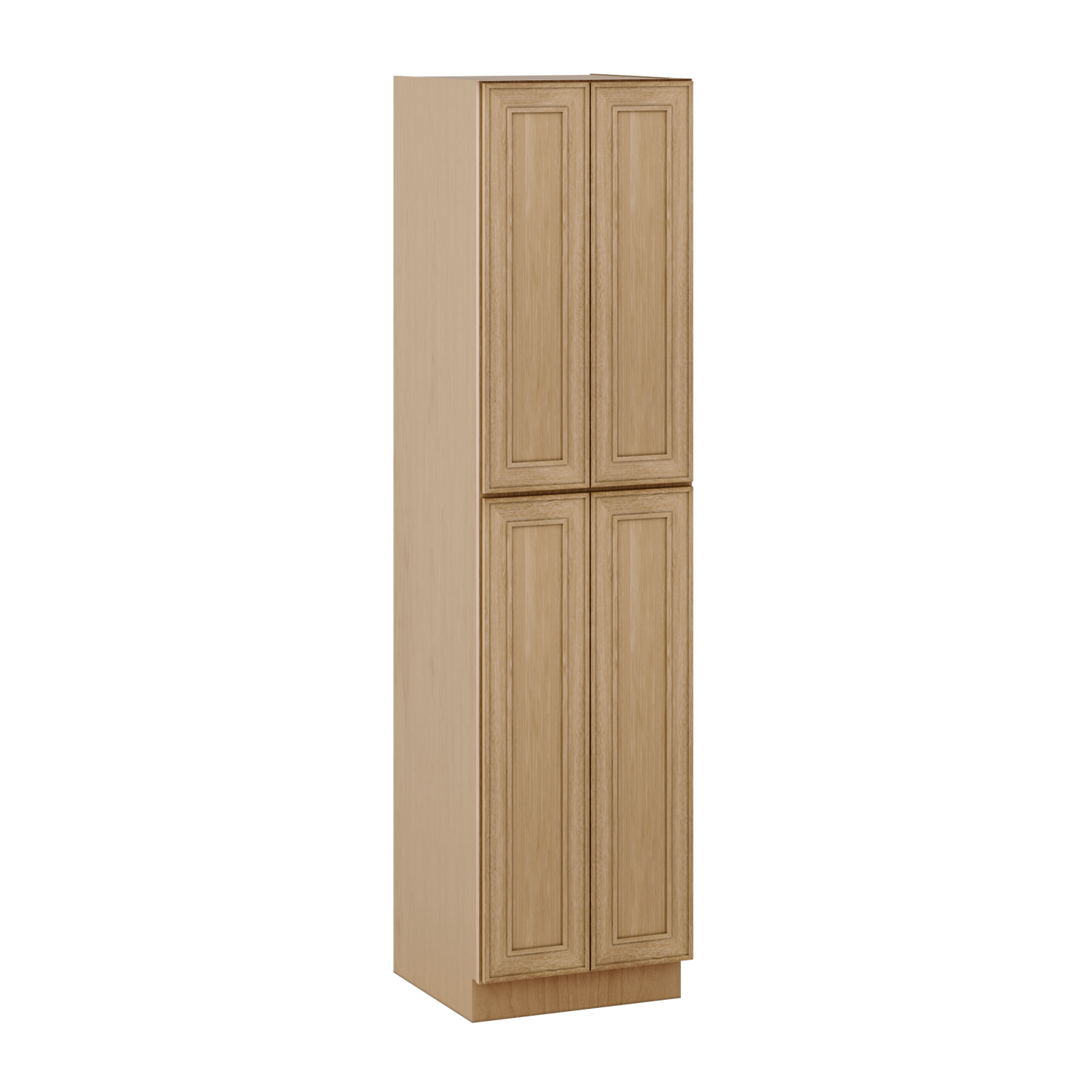96" Tall Pantry Elegant Oak Craftsman Shaker 1-1/4" Overlay Cabinet 18", 24" & 30" Wide