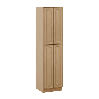 96" Tall Pantry Elegant Oak Craftsman Shaker 1-1/4" Overlay Cabinet 18", 24" & 30" Wide