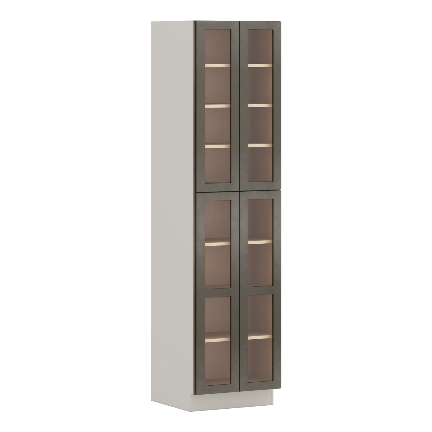 96" Tall Pantry Huntington Cinder Double Shaker Glass Ready Wall Cabinet 18", 24" & 30" Wide