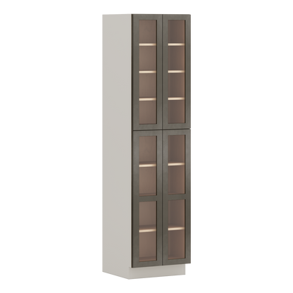 96" Tall Pantry Huntington Cinder Double Shaker Glass Ready Wall Cabinet 18", 24" & 30" Wide