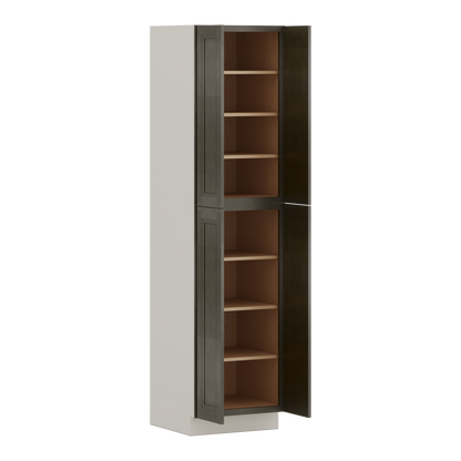 96" Tall Pantry Huntington Cinder Double Shaker Cabinet 18", 24" & 30" Wide
