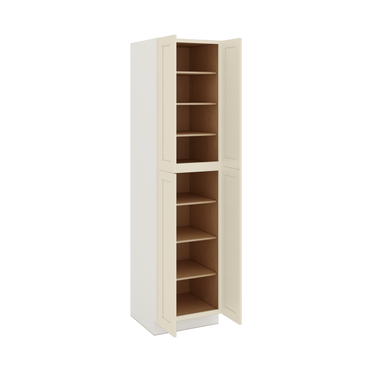 96" Tall Pantry Manhattan Cream Shaker 1-1/4" Overlay Cabinet 18", 24" & 30" Wide
