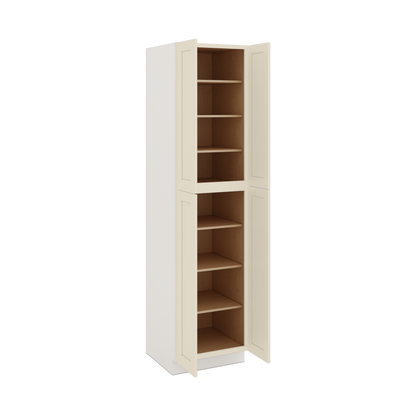96" Tall Pantry Manhattan Cream Shaker 1-1/4" Overlay Cabinet 18", 24" & 30" Wide