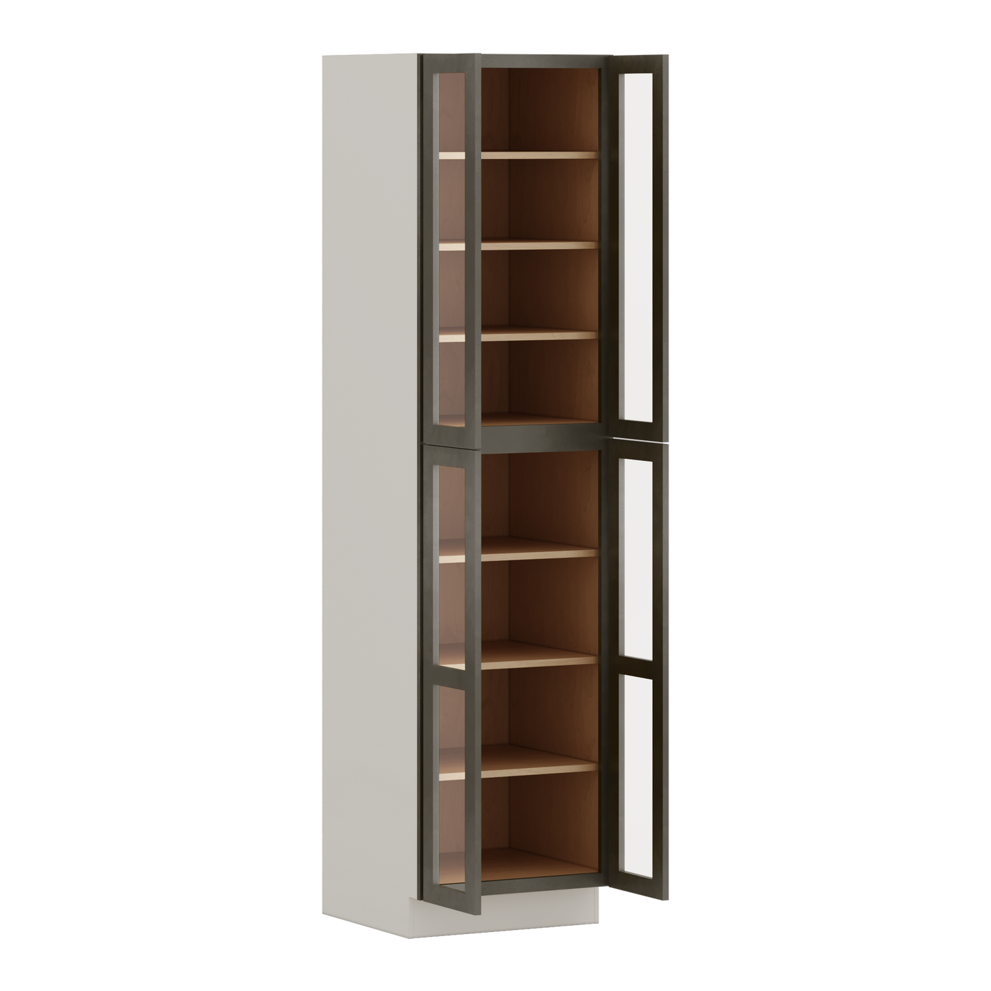 96" Tall Pantry Huntington Cinder Double Shaker Glass Ready Wall Cabinet 18", 24" & 30" Wide