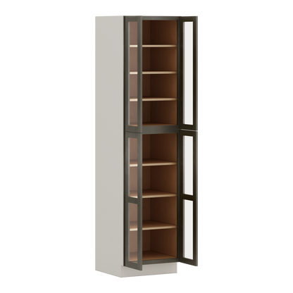 96" Tall Pantry Huntington Cinder Double Shaker Glass Ready Wall Cabinet 18", 24" & 30" Wide