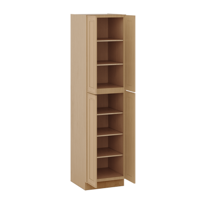 96" Tall Pantry Elegant Oak Craftsman Shaker 1-1/4" Overlay Cabinet 18", 24" & 30" Wide