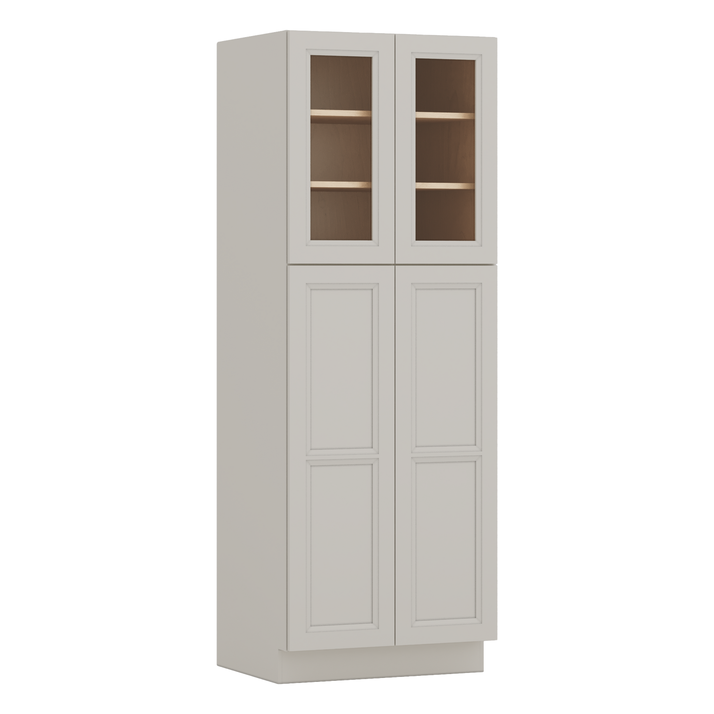 84" Tall Pantry 27LGDS Laguna Gray Double Shaker Glass Ready Cabinet Available 18", 24", 30"  & 36" Wide