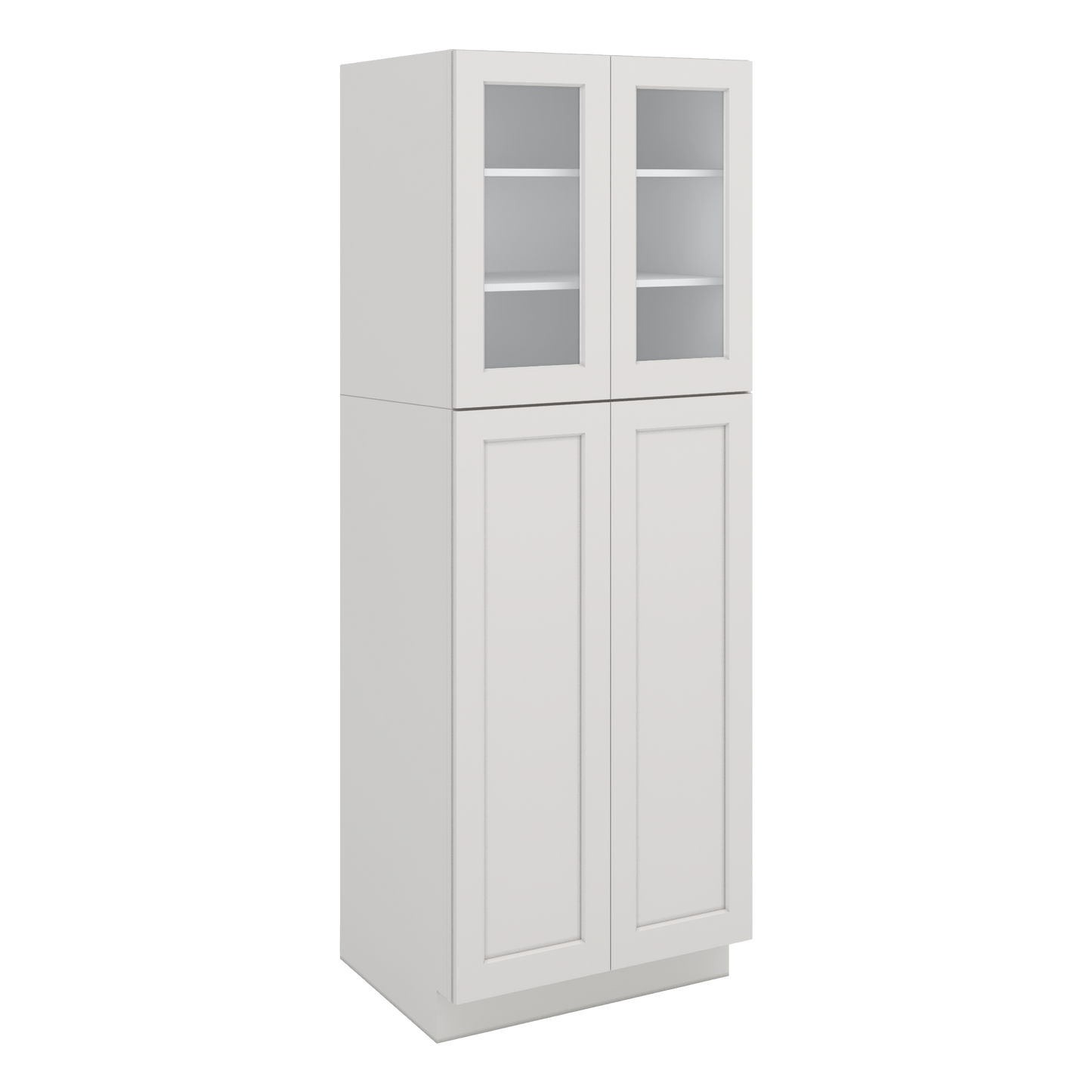 84" Tall Pantry 2WS White Shaker 1-1/4" Overlay Glass Ready Cabinet Available 18", 24", 30"  & 36" Wide