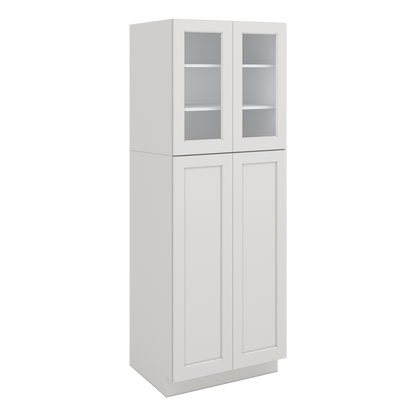 84" Tall Pantry 2WS White Shaker 1-1/4" Overlay Glass Ready Cabinet Available 18", 24", 30"  & 36" Wide