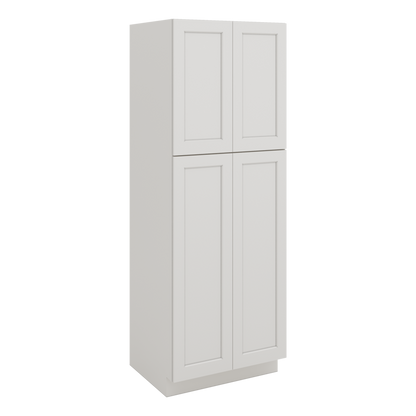 84" Tall Pantry ICE White Shaker 1-1/4" Overlay Cabinet Available 18", 24", 30"  & 36" Wide CWS/CWB