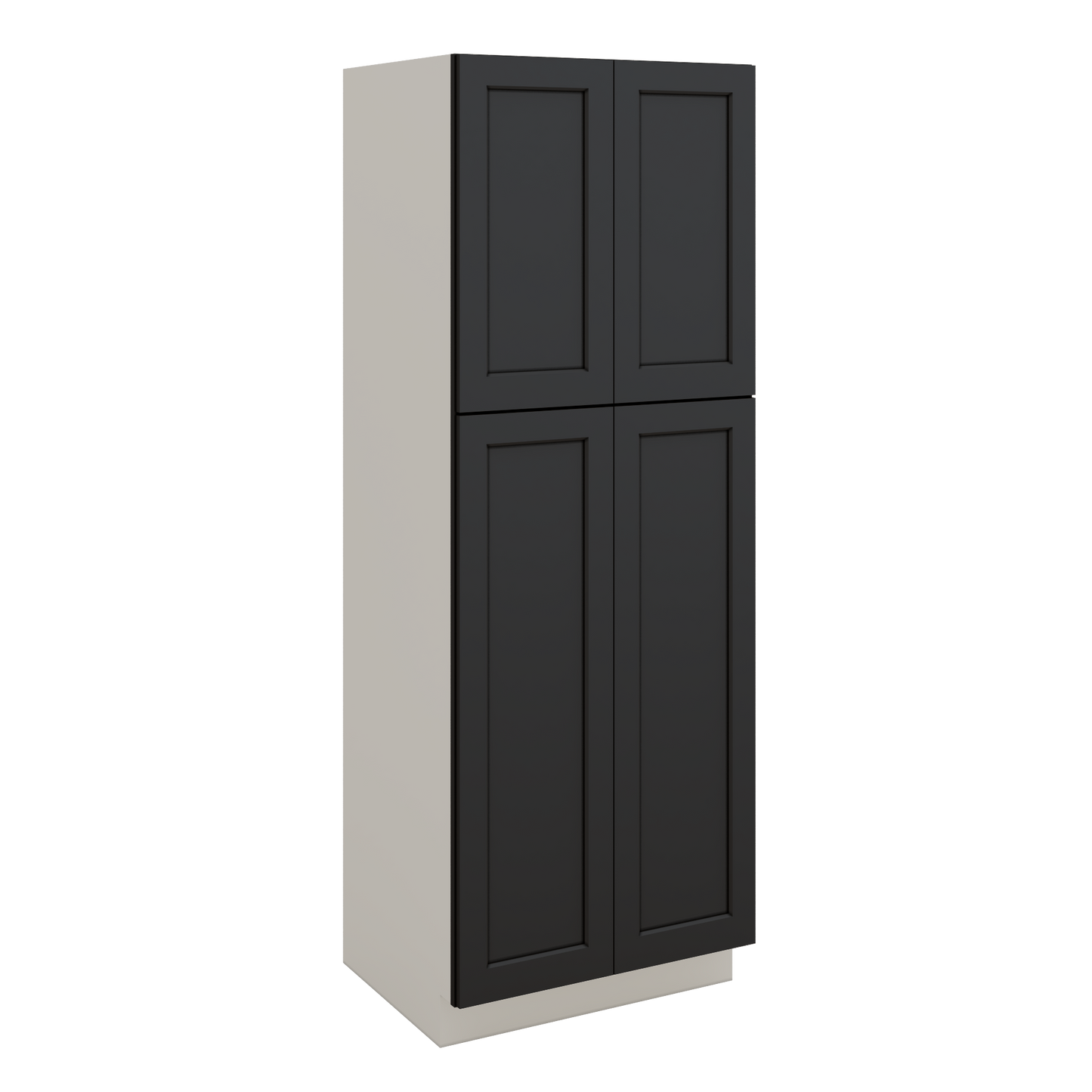 84" Tall Pantry 15HNS Hermosa Noir Black Shaker 1-1/4" Overlay Cabinet Available 18", 24", 30"  & 36" Wide