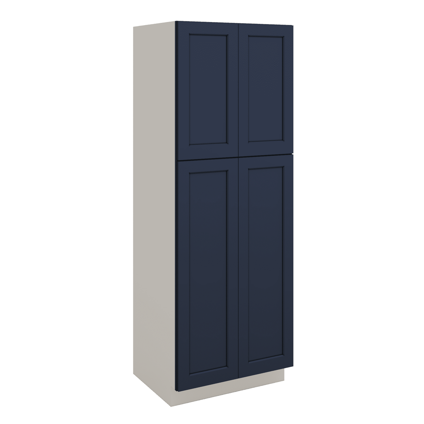 84" Tall Pantry 29NB Naval Blue Shaker 1-1/4" Overlay Cabinet Available 18", 24", 30"  & 36" Wide