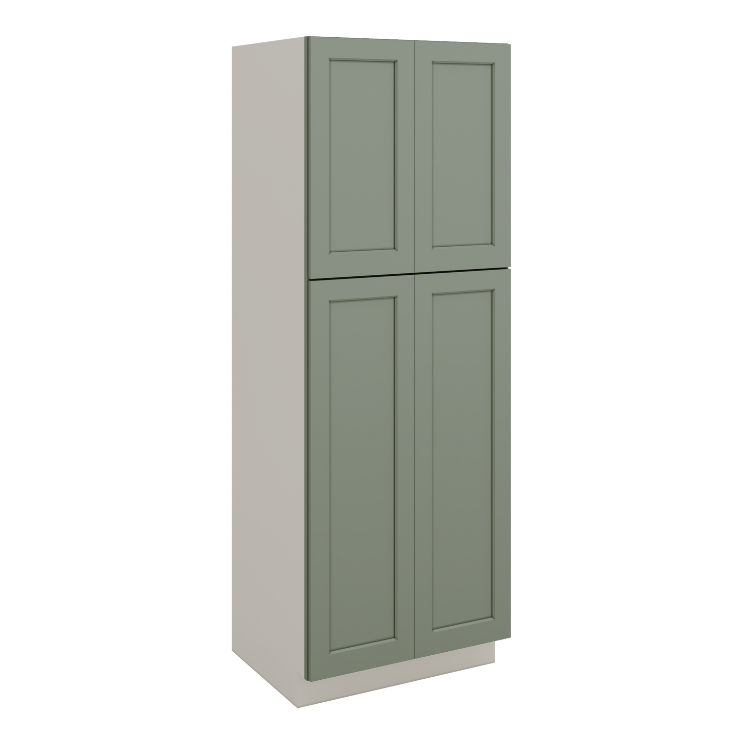 84" Tall Pantry Green Shaker 1-1/4" Overlay Cabinet Available 18", 24", 30"  & 36" Wide