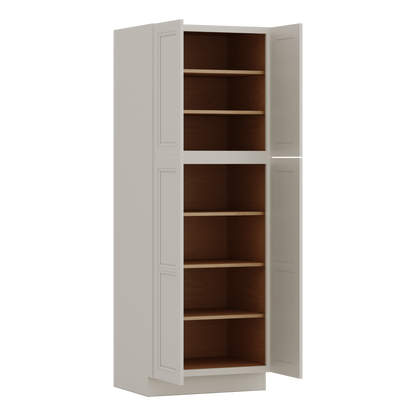 84" Tall Pantry 27LGDS Laguna Gray Double Shaker Cabinet Available 18", 24", 30"  & 36" Wide