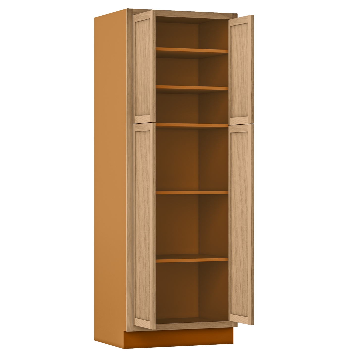 Pantry White Oak Inset Shaker Cabinet 84" Tall 18", 21", 24", 27", 30", 33" & 36" Wide