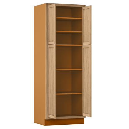 Pantry White Oak Inset Shaker Cabinet 84" Tall 18", 21", 24", 27", 30", 33" & 36" Wide