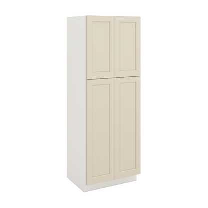 84" Tall Pantry Manhattan Cream Shaker 1-1/4" Overlay Cabinet Available 18", 24", 30"  & 36" Wide